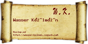 Wasser Kálmán névjegykártya